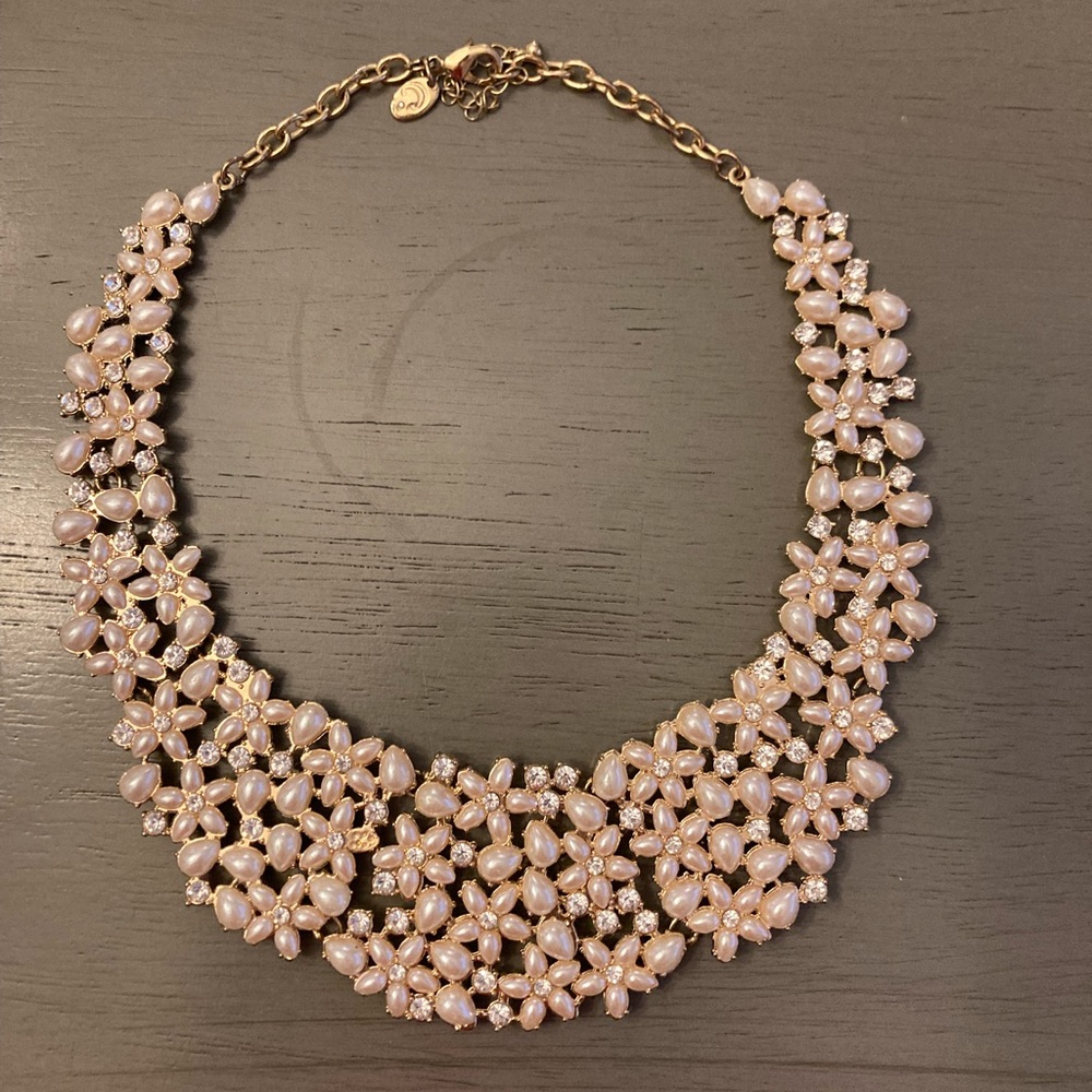 Pearl and diamond statement necklace